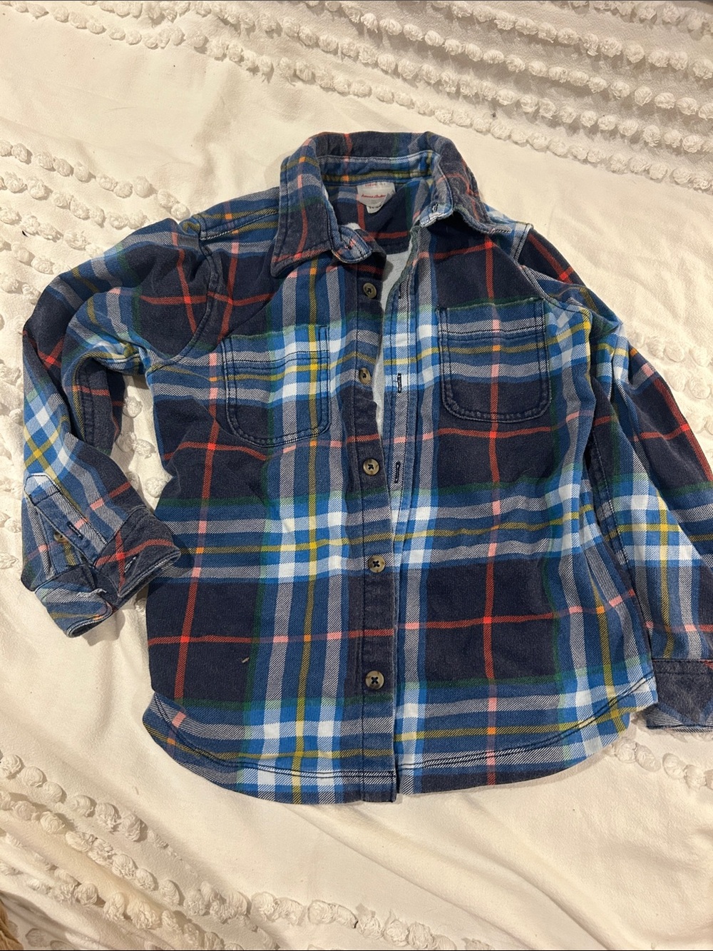Kids Navy Blue Plaid Flannel Shirt - Unbranded